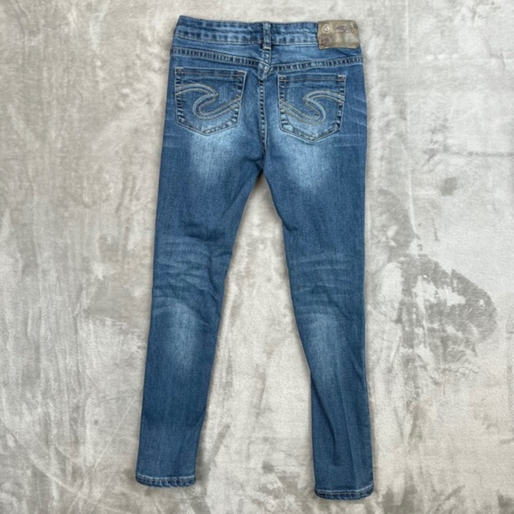 Silver Jeans Co Girls AMY Skinny Jeans Distressed‎ Blue Denim Ripped Size XX